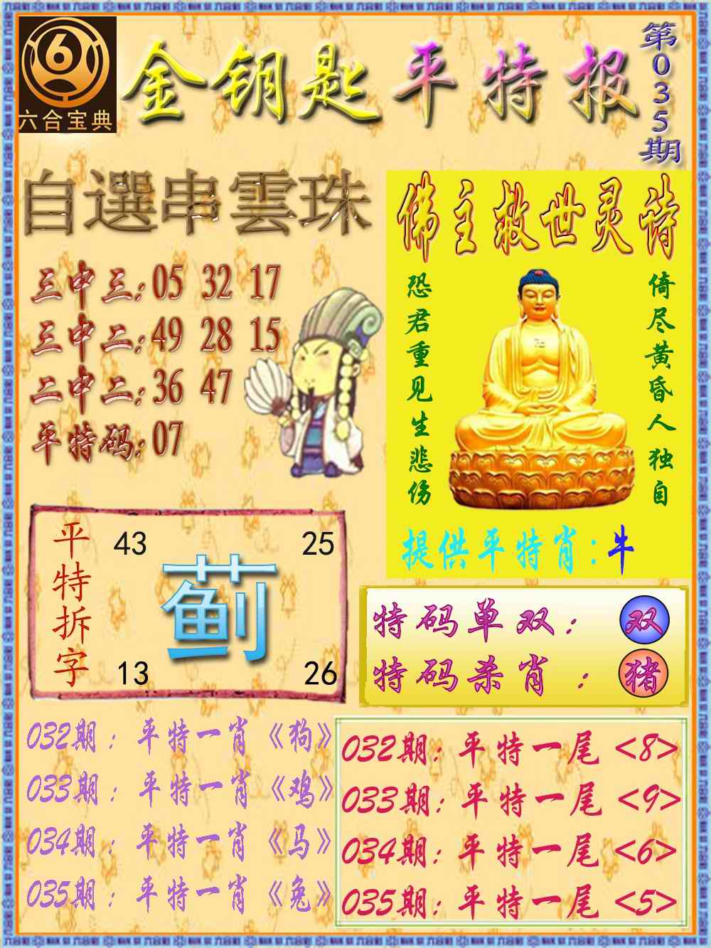 035期金钥匙平特报[图]